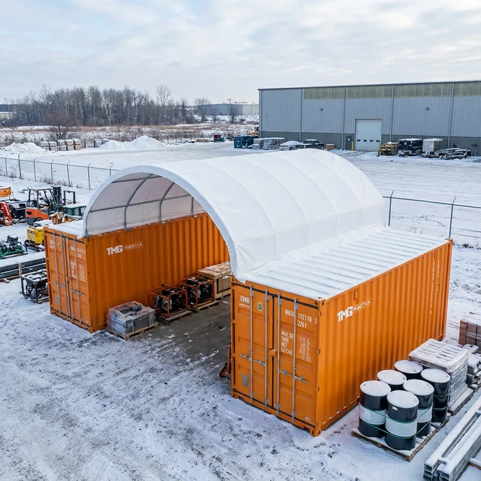 20' Container Canopy, Fabric Overhead Shelter | Welding Required