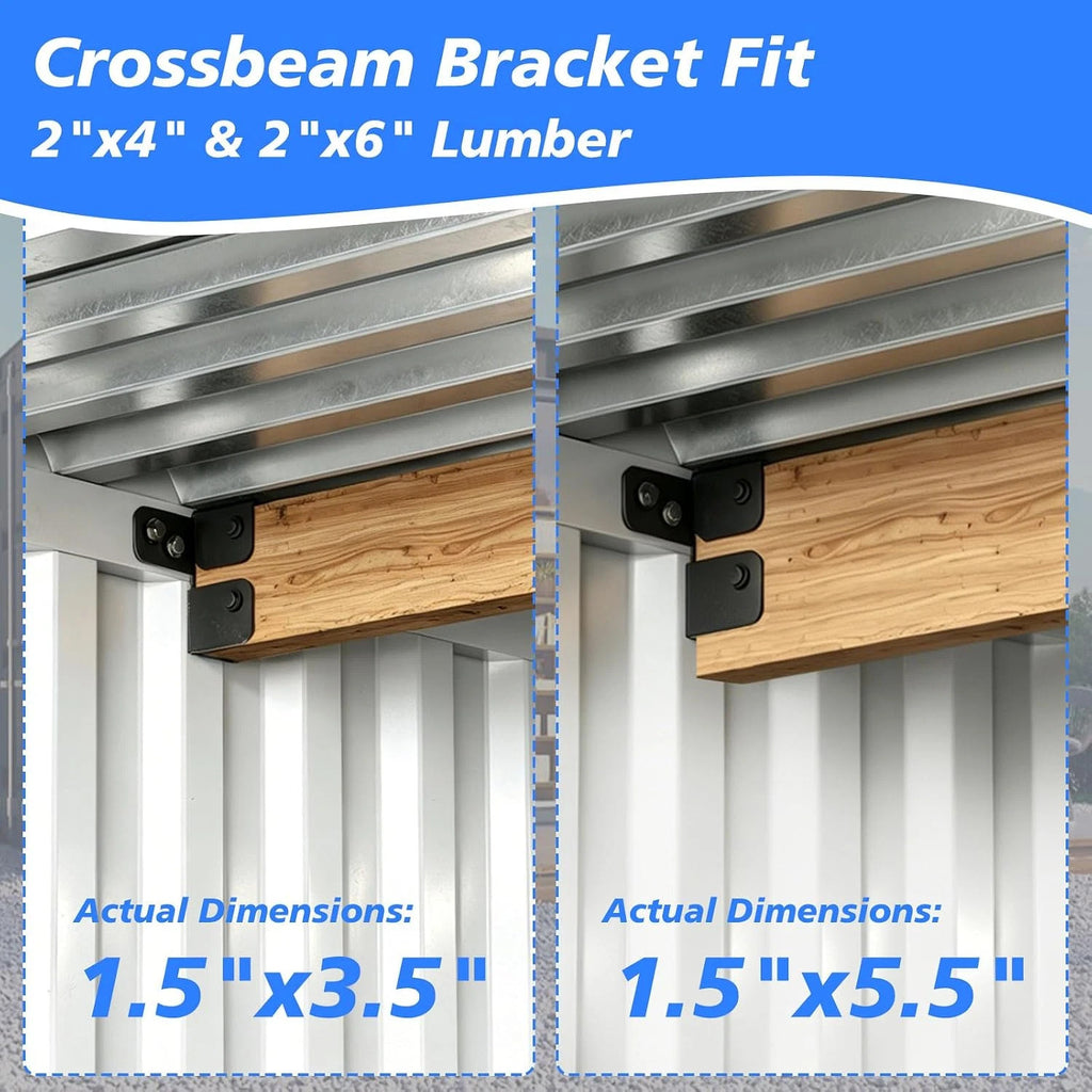 Shipping Container Ceiling Crossbeam Bracket Kit – Fits 2x4 & 2x6 Lumber for Interior Framing & Insulation